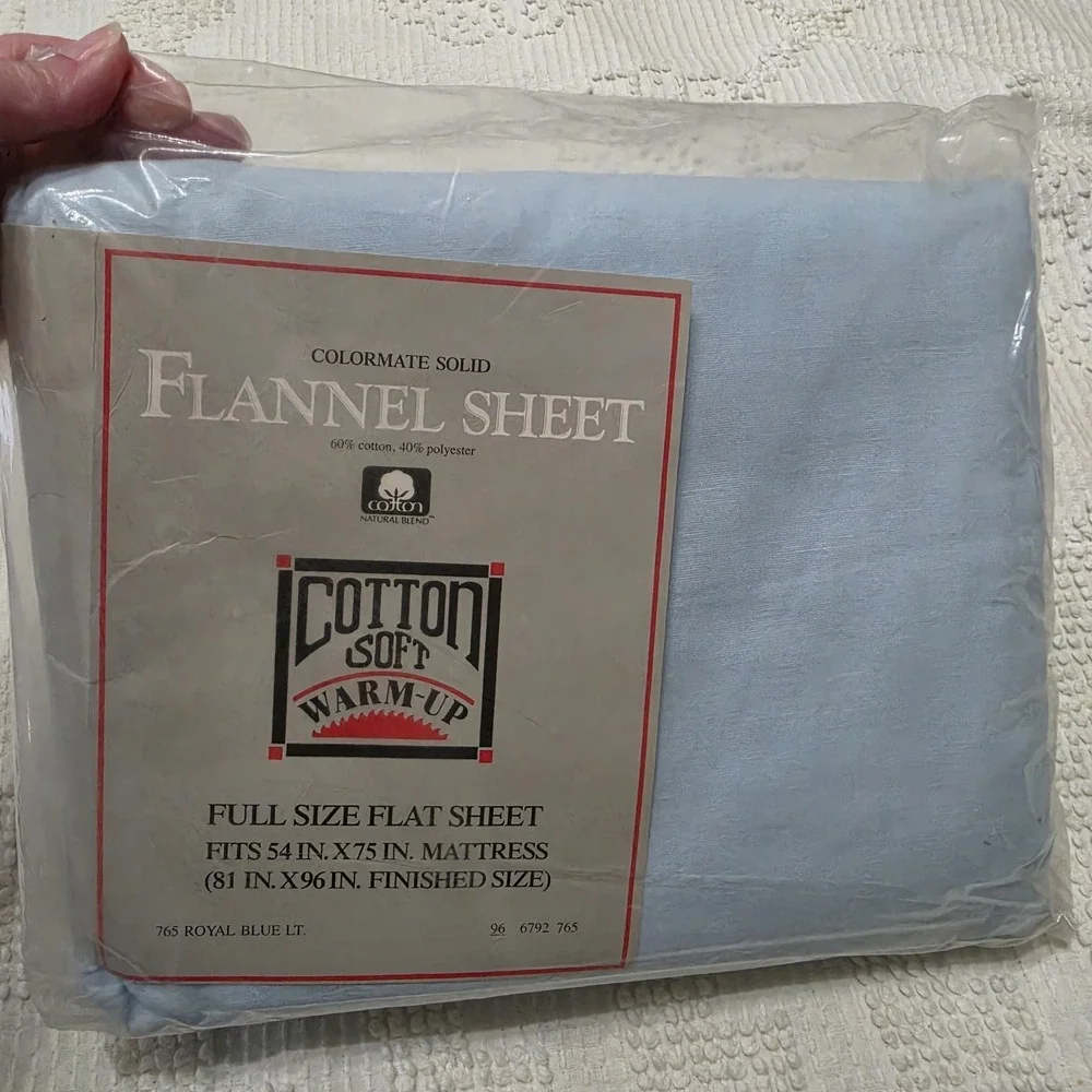 Vintage NOS Sears Roebuck Colormate Solid Flannel Sheet Full Flat Blue USA